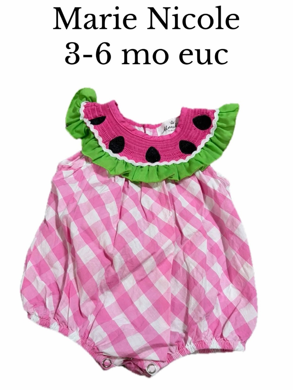 Marie Nicole 3-6 month watermelon bubble euc